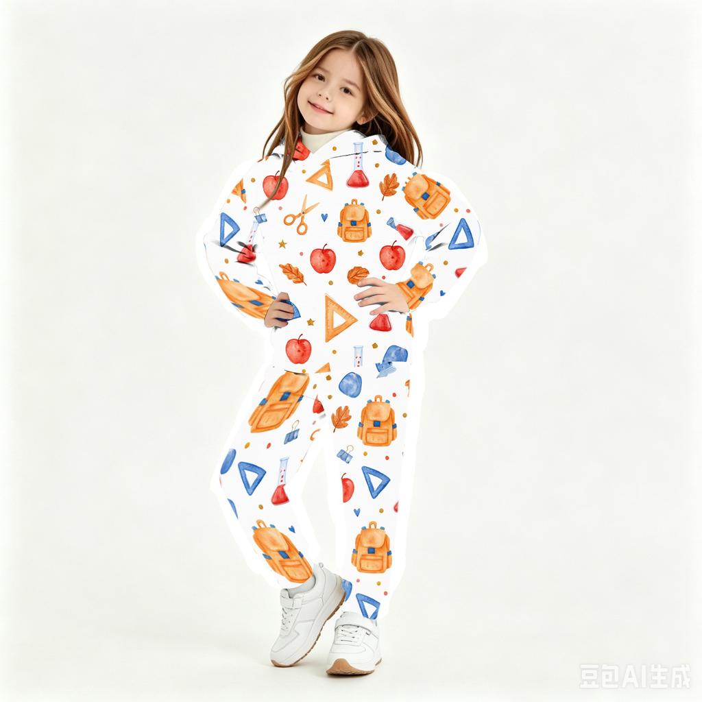 Boys Girls Kids Hooded Sweatshirt Set with Print for Back to School