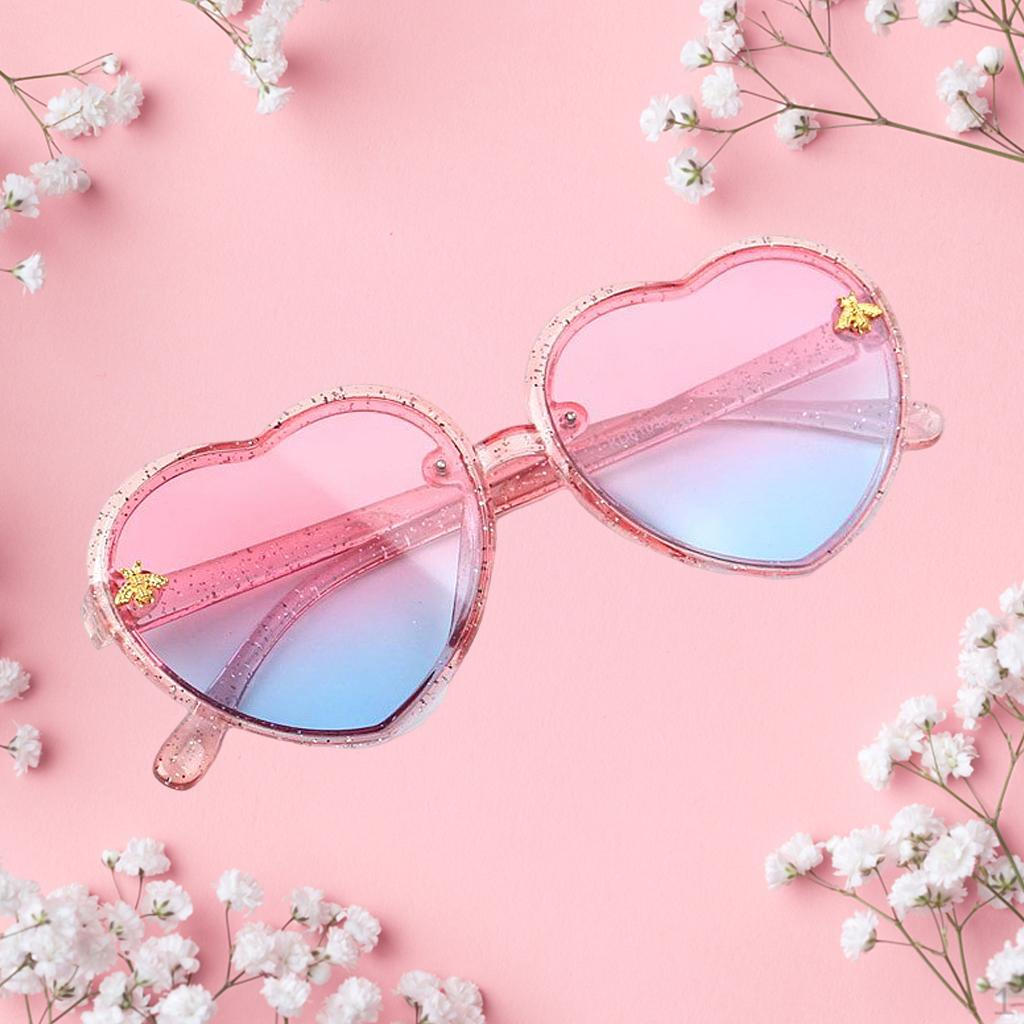 2 Pieces Cute Lovely Heart Sunglasses Eyeglasses Round Eyewear Small for Gift Outdoor Boys Beat