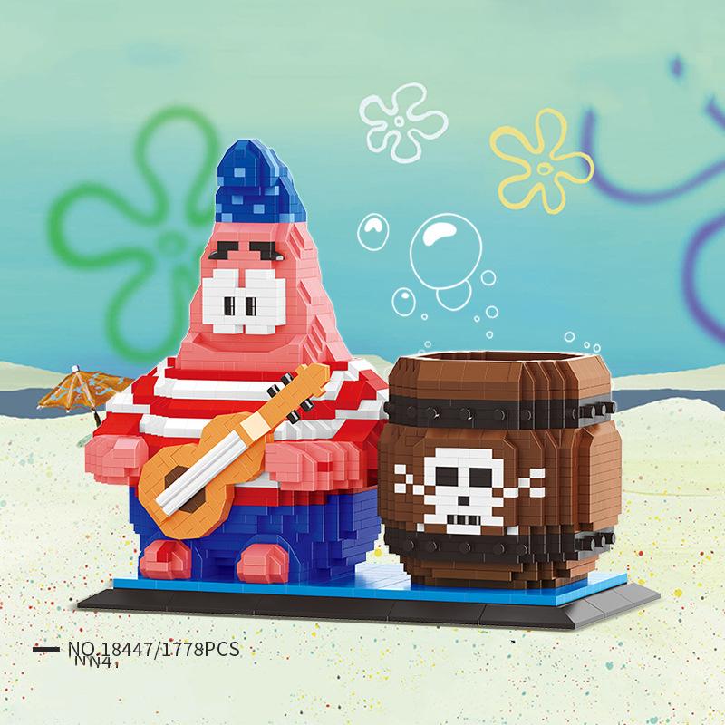 Anime SpongeBob SquarePants Micro Particles Block City Patrick Star Squidward Building Blocks Children Playthings Birthday Gifts