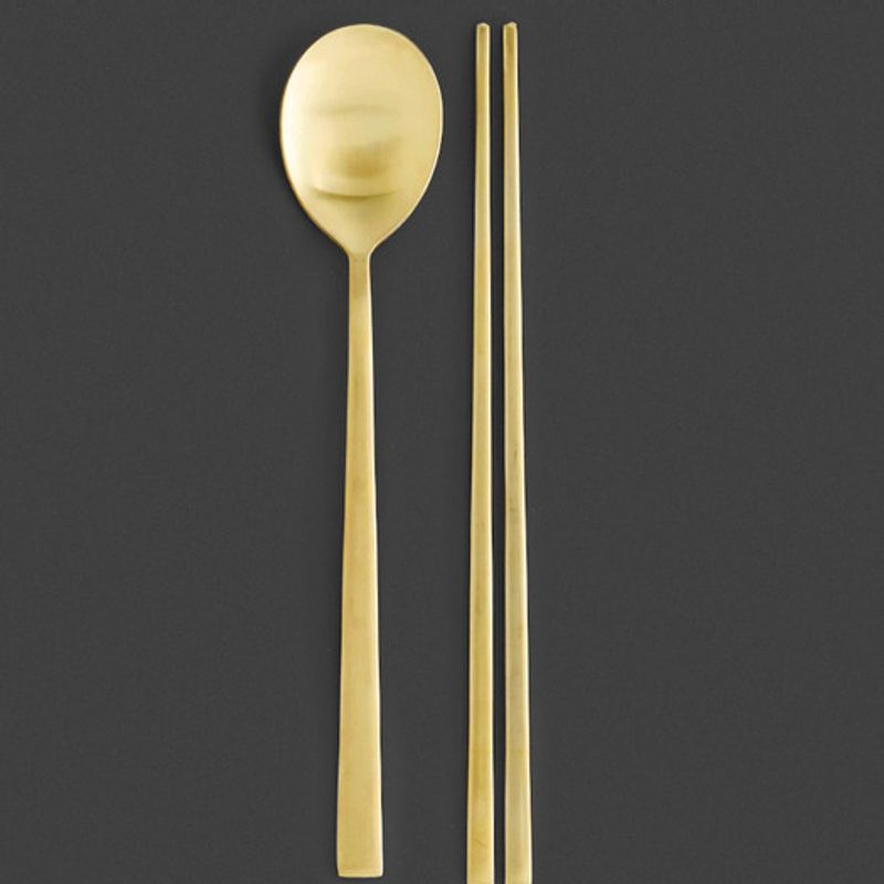Reborn. J Titanium-Plated Gold Bling Basic Cutlery Set