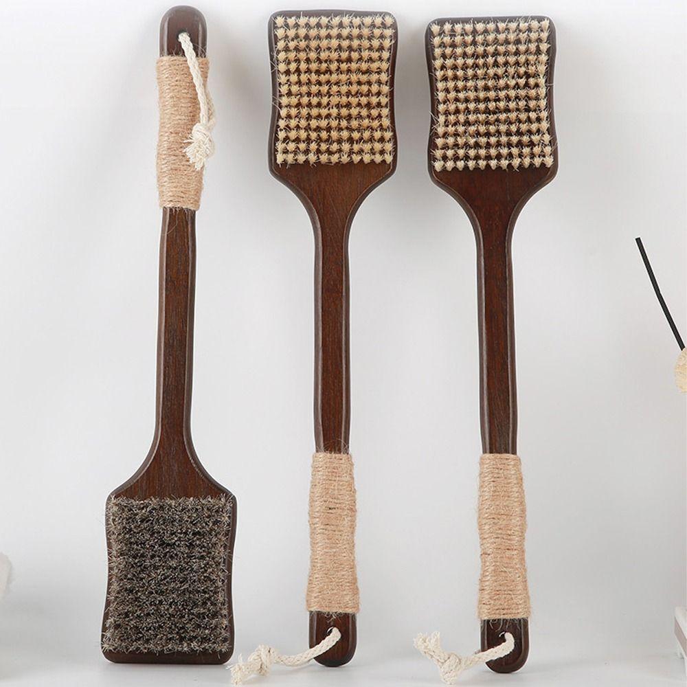 Ergonomic Massage Brush Wood Bath Exfoliating Brush Skin Care Long Handle Brush  Bathroom Tools