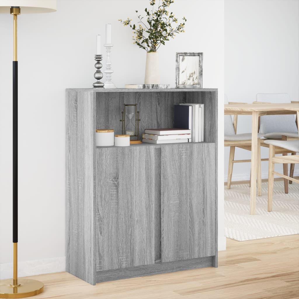LED Sideboard Gray Sonoma 77 x 34 x 100 cm Engineered Wood