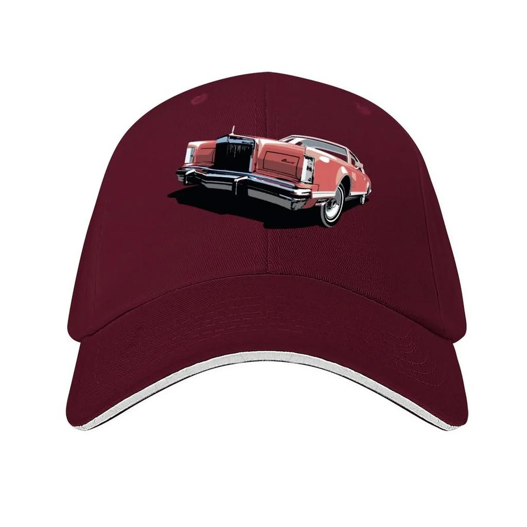 1970s Lincoln Continental In Red Baseball Cap Rugby Golf Hat Western Hat Beach Outing Women's Unisex's