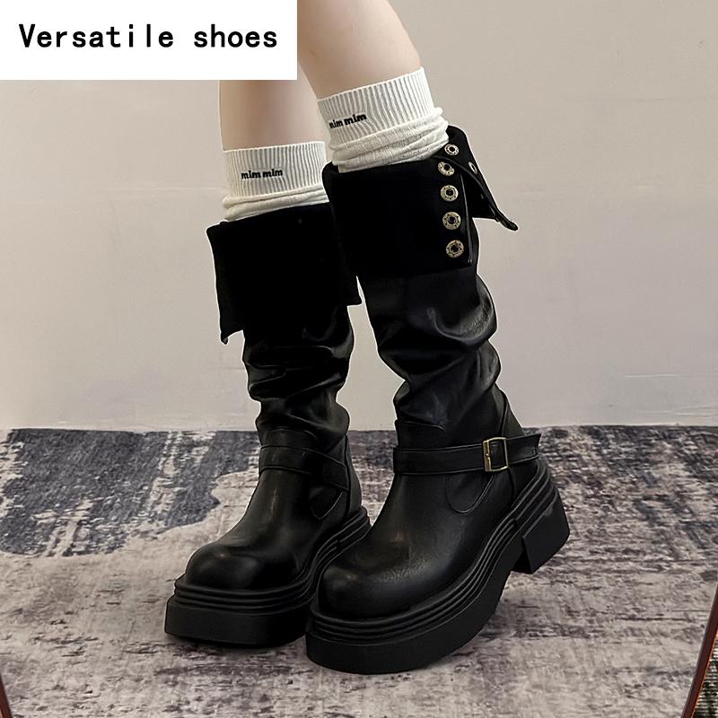 Thick Heel Women Knee High Boots Fashion Slip On Shoes Autumn Winter Laides Concise Knight Long Botas De Mujer