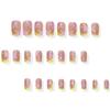 Unhas Quadradas Postiças Flor Unha Postiça Cola na Unha Unha Acrílica Artificial 24 Peças Unha Adesiva para Mulheres e Meninas