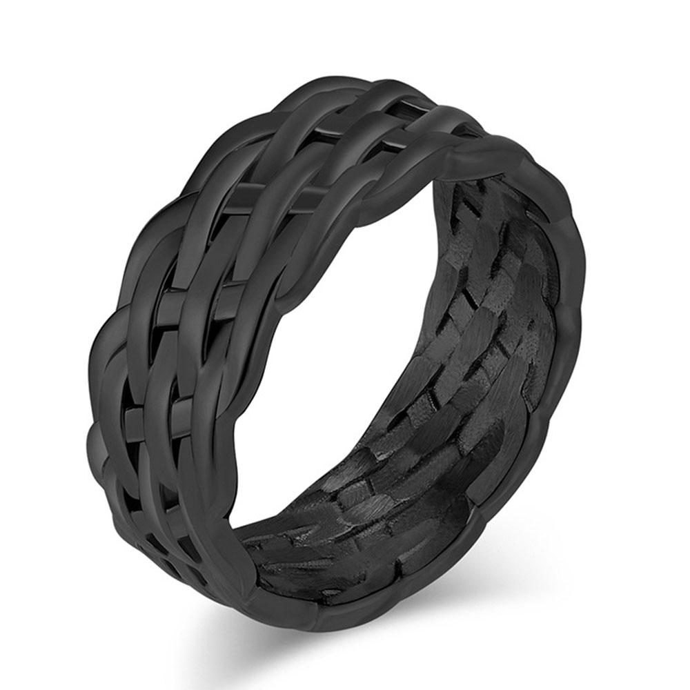 Cold Neutral Style European and American French Line Braided Titanium Steel Rings Men and Women High-end Fashion Jewelry