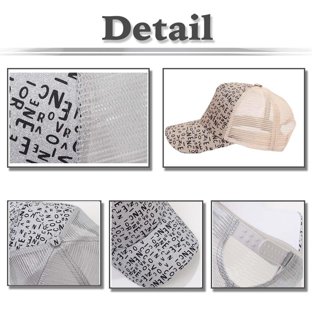 CZ061 [White Fang] Hat, Trendy, Cute, Mesh, Stylish, Cool, English, Women's, (Black)