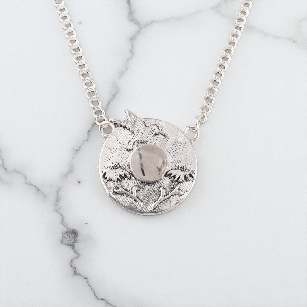 Natural Black Rutile Gemstone 925 Sterling Silver  Jewelry Handmade Pendant0.92" CP-34-27