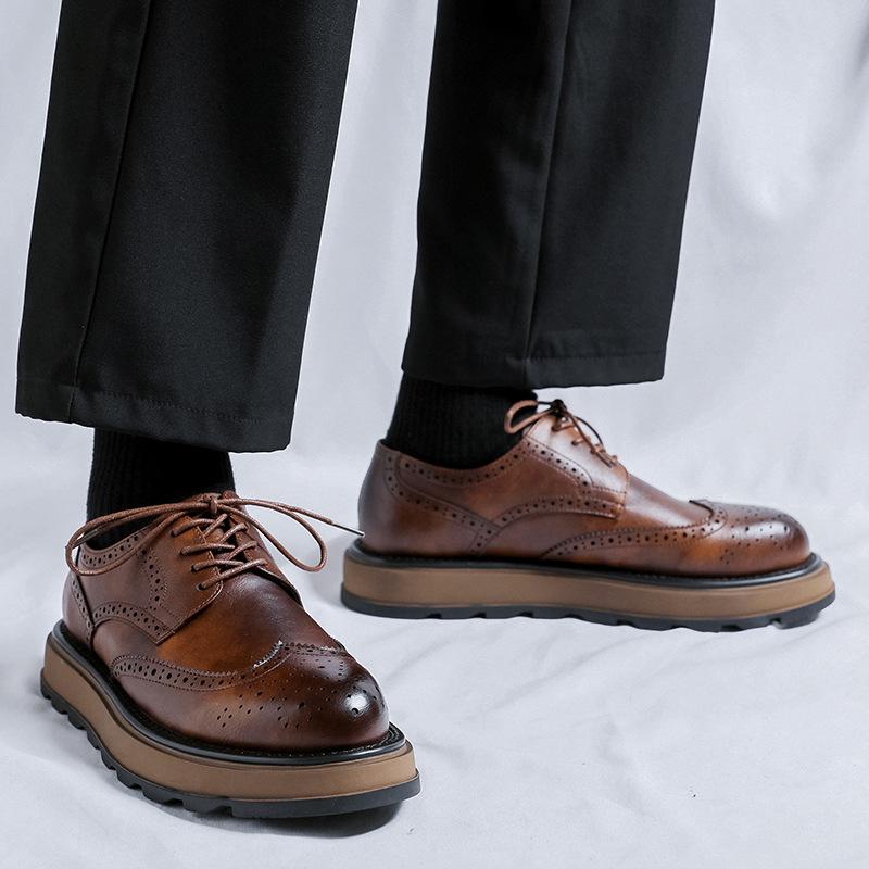 Leather shoes men's Brock British casual business dress men's shoes suit wedding groom shoes engraving 98848-R