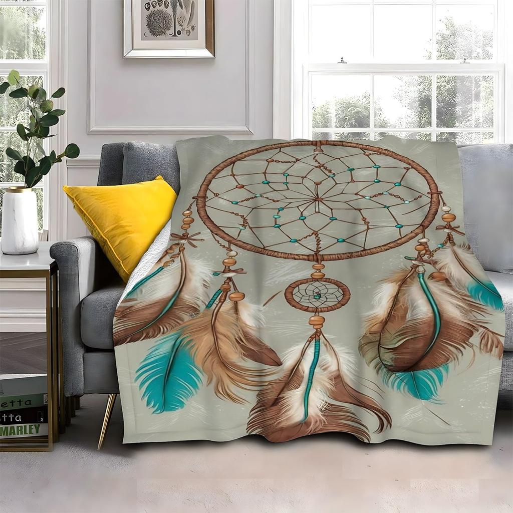 Dreamcatcher Blanket Boho Dream Catcher Plush Throw Blanket Flannel Fleece Blanket for Travel, Airplane, Bed, Couch, Car, Gift
