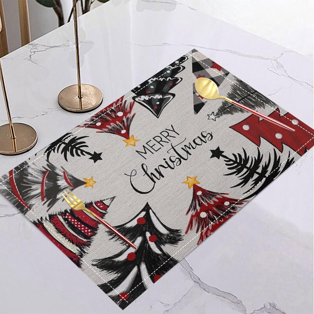 Christmas Tree Table Mat Red Green White Festive Festive Placemat for Christmas Dinner Holiday Table Winter Party Xmas Decor