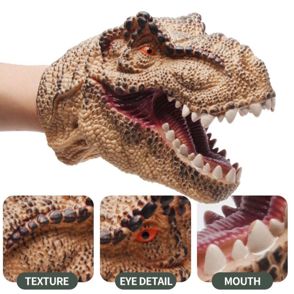 Soft Rubber Hand Puppet Crocodile Head Gloves Arm Size Head Puppets Realistic Dinosaur Head Model