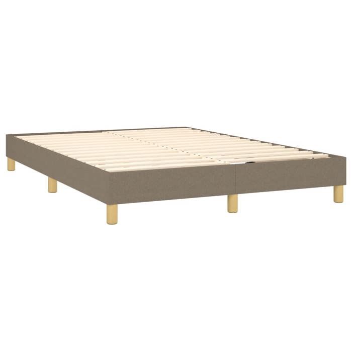 Sommier à lattes avec matelas - Taupe - 140x200 cm - Tête de lit réglable - Ressorts ensachés