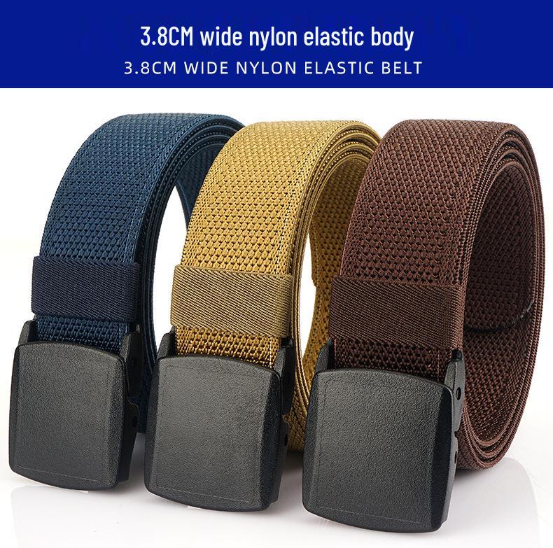 Genuine YKK Buckle: Metal-Free Nylon Elastic Belt - Lightweight Woven Canvas Military Training Belt