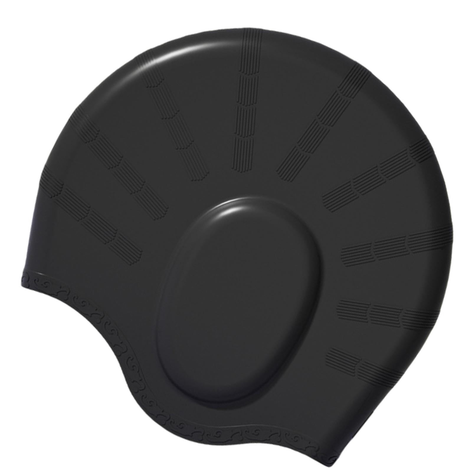 

Однотонные шапочки для плавания для пловцов Силиконовые шапочки для плавания Эластичная шапочка для плавания с защитой ушей Шапочки для пляжа и бассейна чёрный