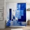 Modern Blue Bath Curtain Decorative Shower Curtain Set For Bathroom High-Quality 100% Waterproof Polyester Fabric Customizable S