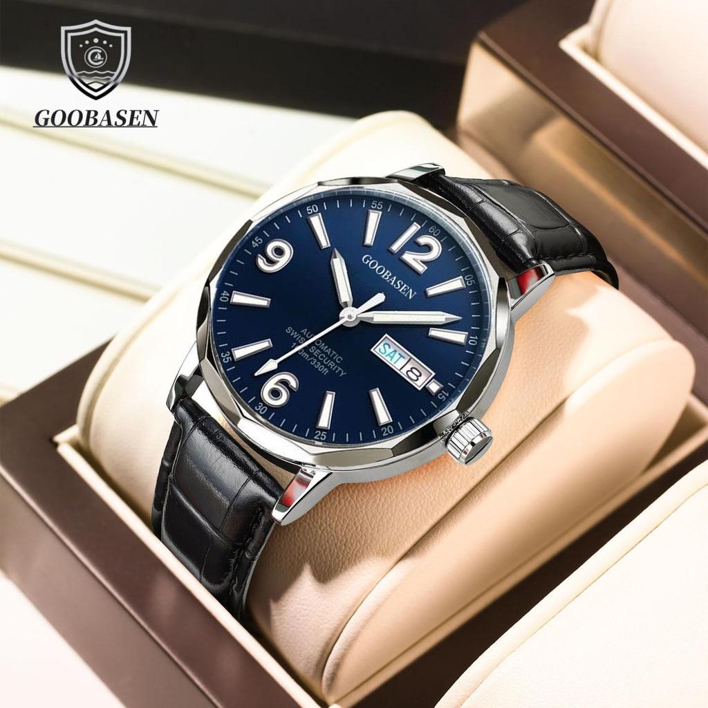 Gubaisen Men's Waterproof Quartz Watch with Calendar Feature