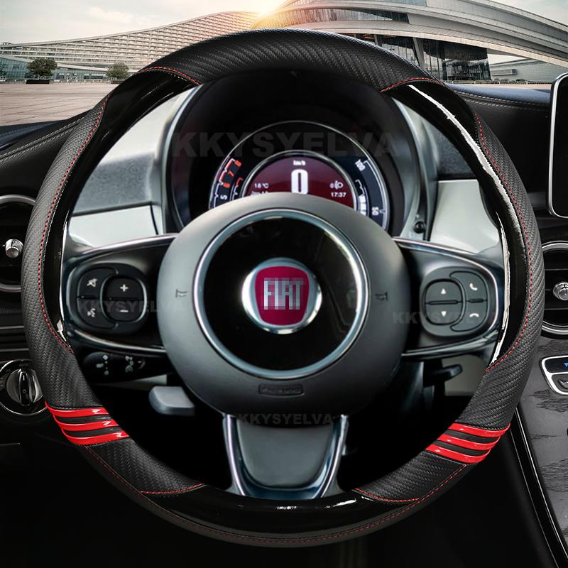 Car Steering Wheel Cover Carbon Fiber For Fiat 500 2007- 500e   500L 2014-2018 500X 2015- Auto Accessories