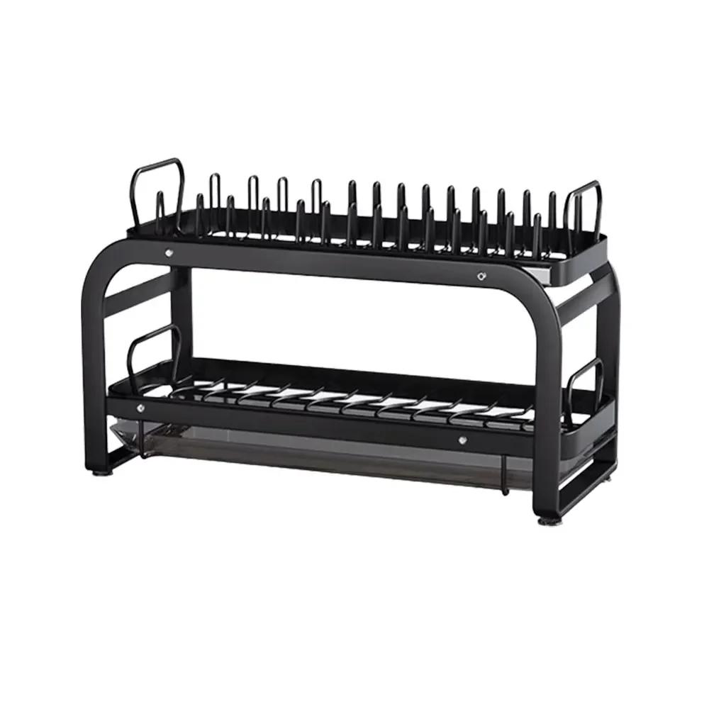 Black Bowl Dish Drainer Storage Rack Pull-out Drying Dishes Countertop Dinnerware Organizer Tableware Holder Kitchen Accessories