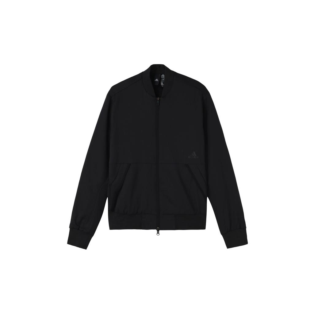 Adidas Fleece-Lined Warm-Up Jacket With Logo Print Men Outerwear Black GP0975