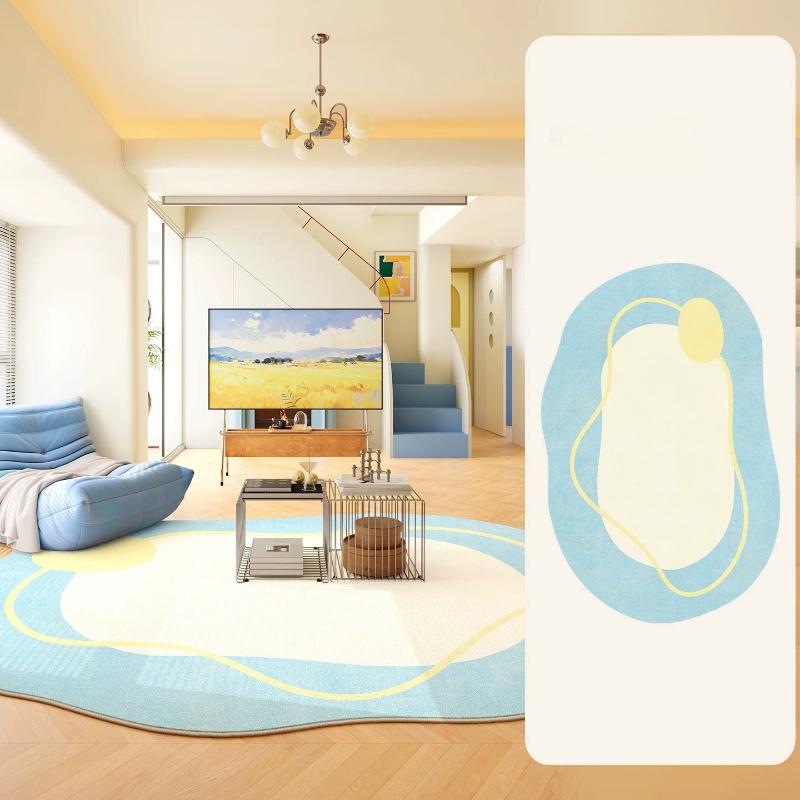 Carpet for Living Room Soft Fluffy Comfortable Bedroom Floor Mat Blue Irregular Geometric Pattern Rug Large Size Home Decor Rugs
