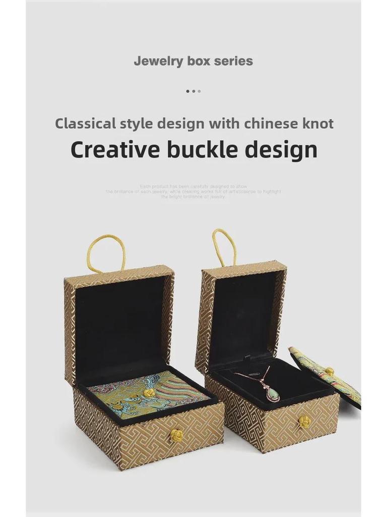 Brocade Bracelet, Rope Buckle Retro Jewelry Box; Pendant Necklace Storage for Jade and Play.