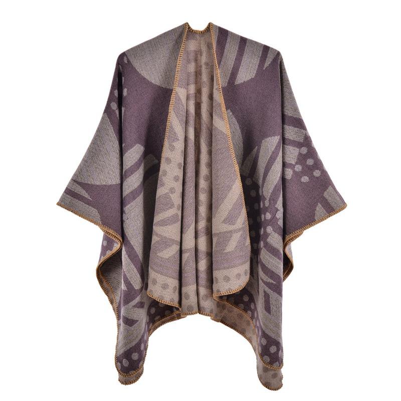 New retro women's split shawl autumn and winter imitation cashmere thickened warm knitted cape scarf batch