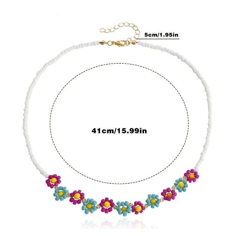 Korean Sweet Cool Resin Flower Charm Beaded Pendant Necklace for Women Girls Fashion Choker Necklace Party Jewelry Gift