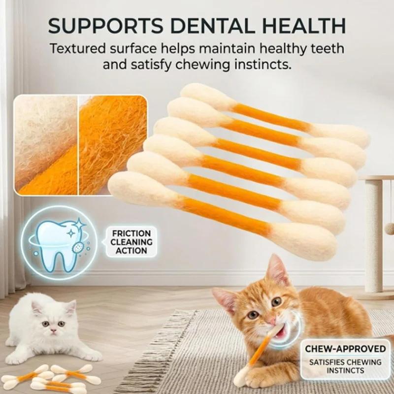 Creative Large Cotton Swab Shaped Catnip Toy 6-Pack Giant Kitten Grinding Biting Stick Durable Teeth Cleaning And Grinding Rope