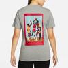 Jordan Character Oil Painting Print Casual Short Sleeve Crew Neck T-Shirt Women Tops Grey DO9806-063