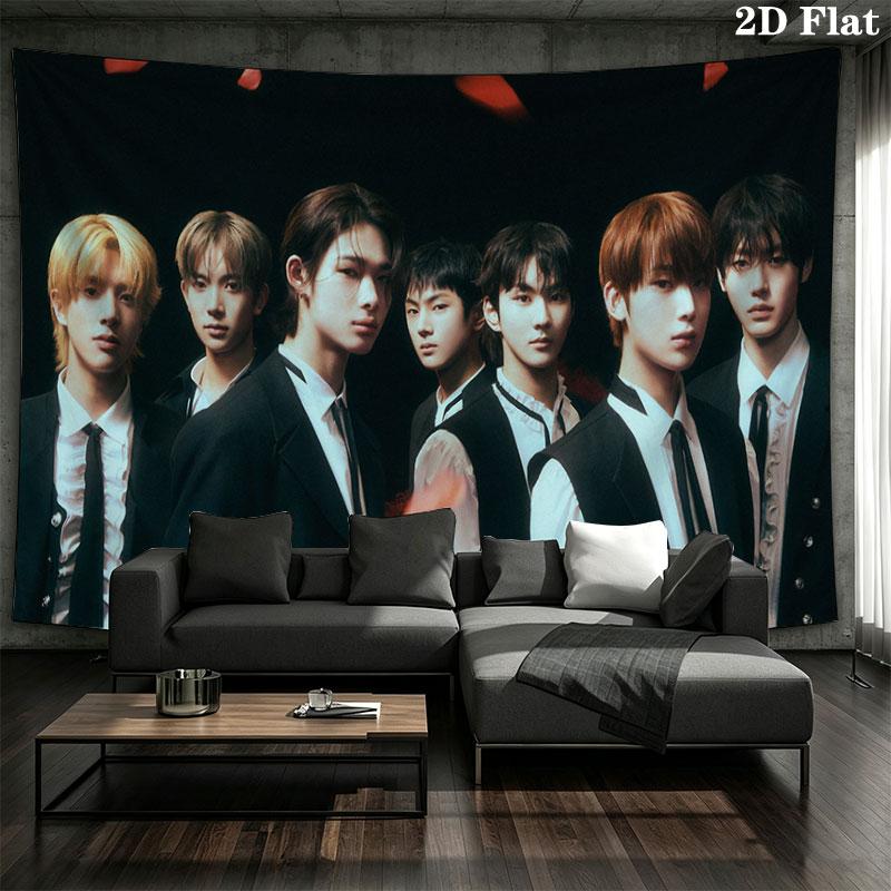 ENHYPEN Wall tapestry, aesthetic printed fabric blanket, suitable for bedroom, living room, and home decor.