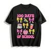 100 Days Of School Coquette Bows Print Casual Tee Pure Cotton T-shirt