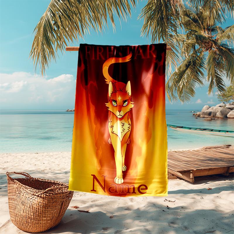Personalized customized proof beach towel with Warriors Cats pattern - soft, absorbent,quick-drying,perfect swimming,camping&bathing