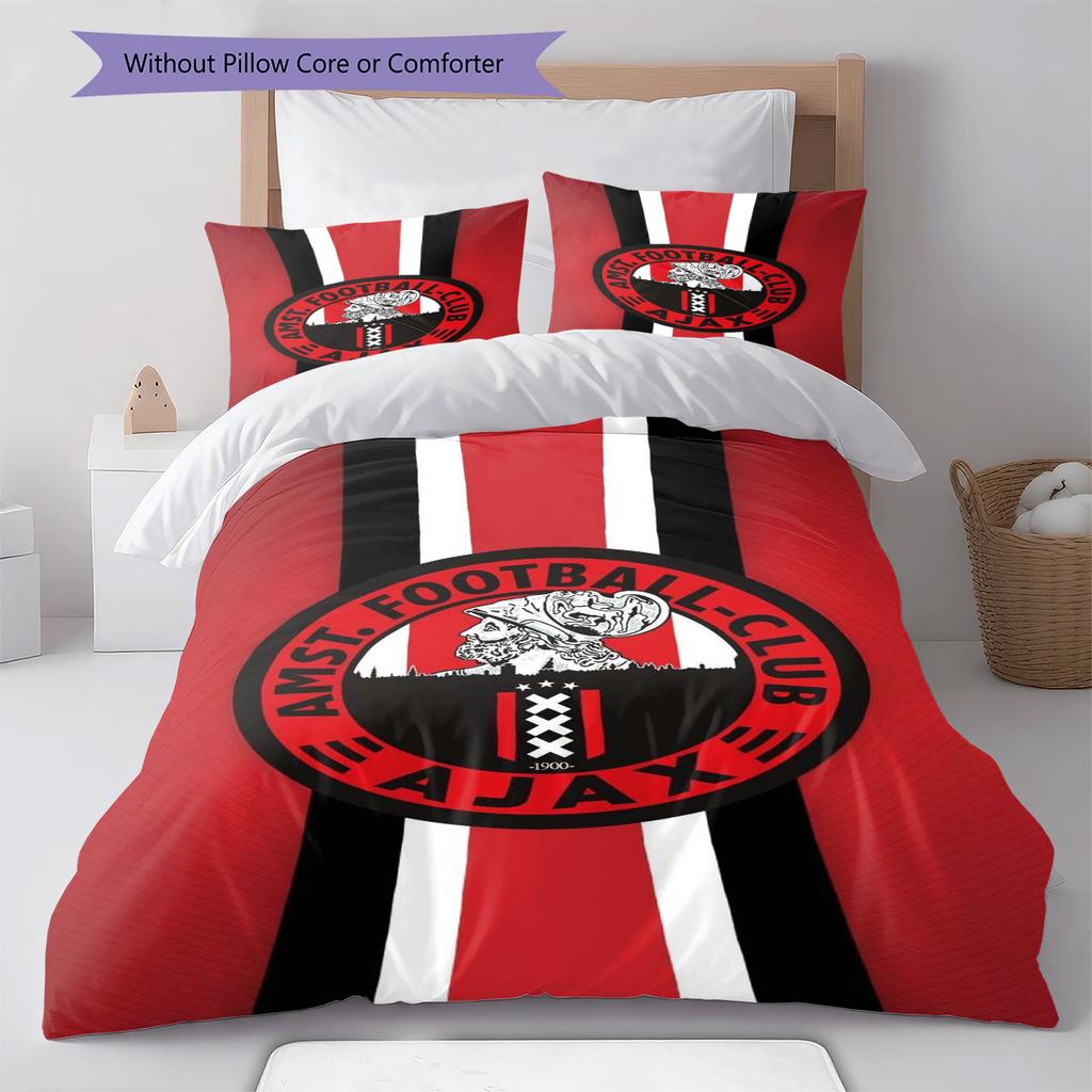AFC Ajax Muster Bettwäscheset Bettbezug Kissenbezug Heimdeko Geschenk (1 Bettbezug + 2 Kissenbezüge, ohne Füllung)