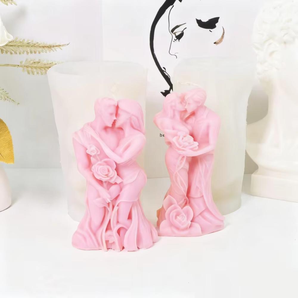 Reusable Couple Aromatherapy Candle Mold Silicone Ornaments Mold  Valentine's Day Gift