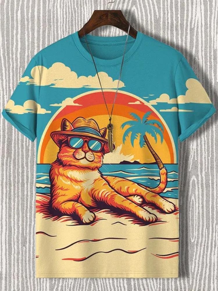 

Футболка мужская с принтом мультяшного кота 3D, футболка в стиле аниме, топы для активного отдыха в стиле хип-хоп, повседневная свободная футболка с коротким рукавом, мужская одежда 6XL