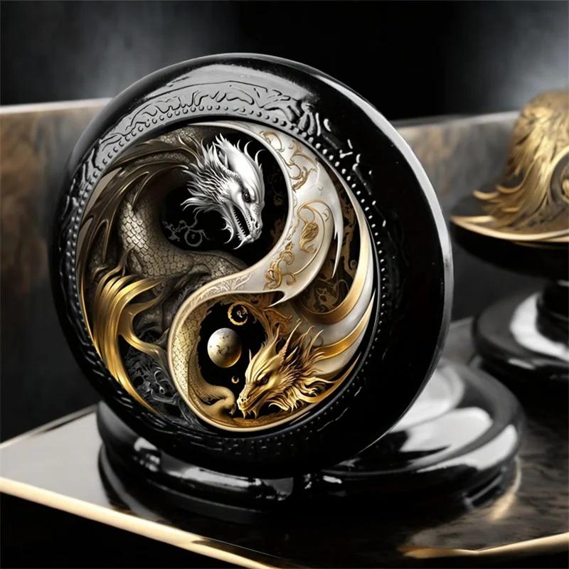 Mini Vintage Cool Pocket Watch Two Dragons Elegant Exquisite Clock With Necklace Chain Lovers Masculino Relogio Best Gift