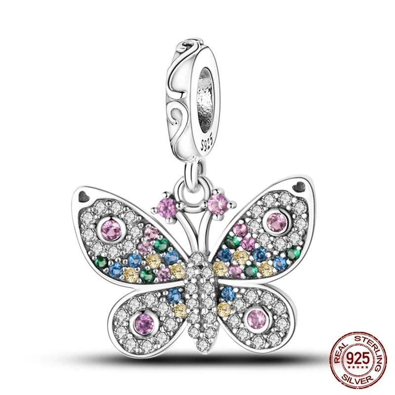 Fashion 925 Silver Colorful Butterfly Dragonfly Hummingbird Spring Series Charms Beads Fit 925 diy Bracelet Jewelry