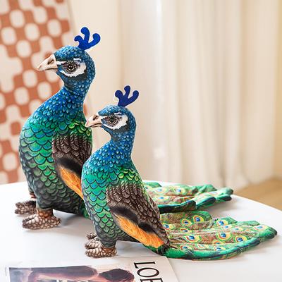 New Simulation Blue Crowned Peacock Doll Plush Bird Toy Children's Cloth Doll Gift