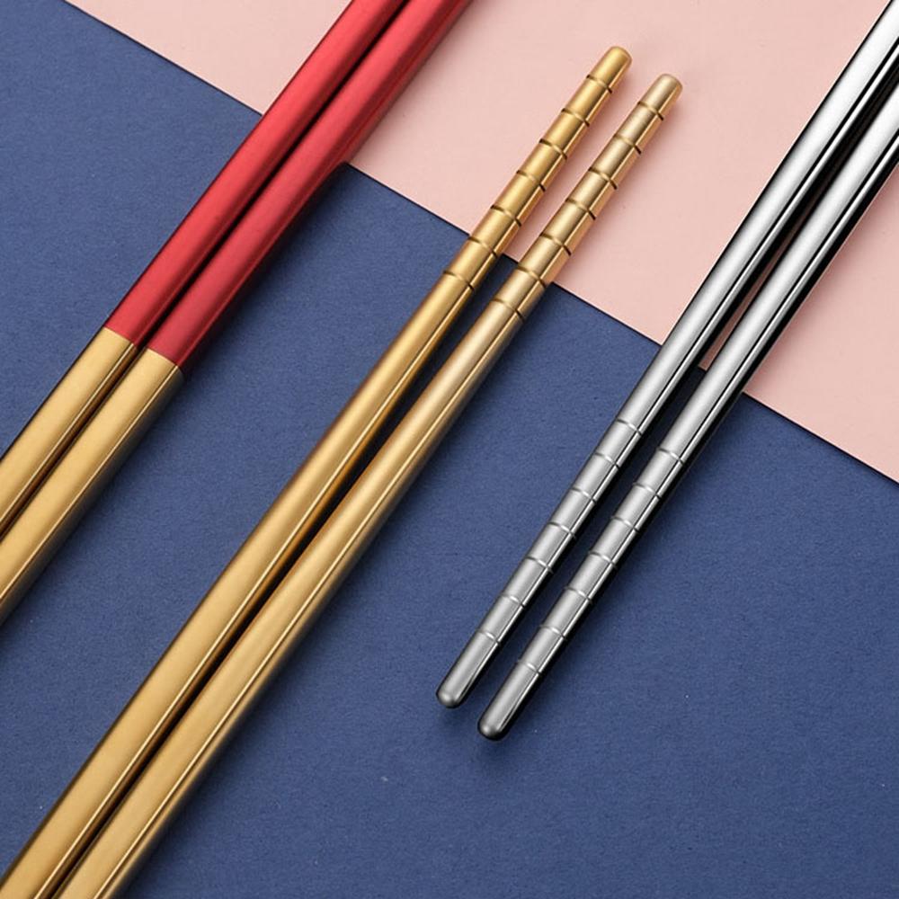 Safe Food Sticks for Home Hotel Lightweight Tableware Chopsticks Metal Chopstick Kitchen Tool