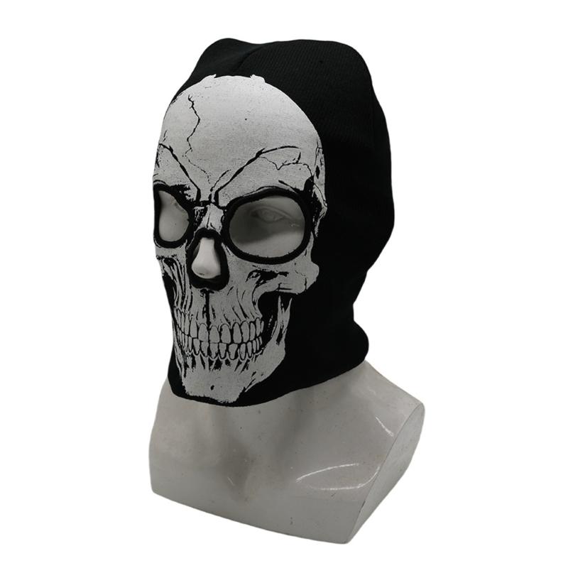 Halloween Skull Knitted Hat Soft Acrylic Adult Unisex Face Mask Hat Headgear For Costume Parties Outdoor Activity