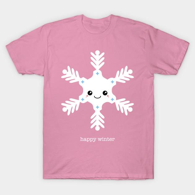 T Shirt Women Happy Winter Kawaii Snowflake Harajuku Print Kawaii Tshirt Summer Short Sleeve Female T-Shirt Top Tee