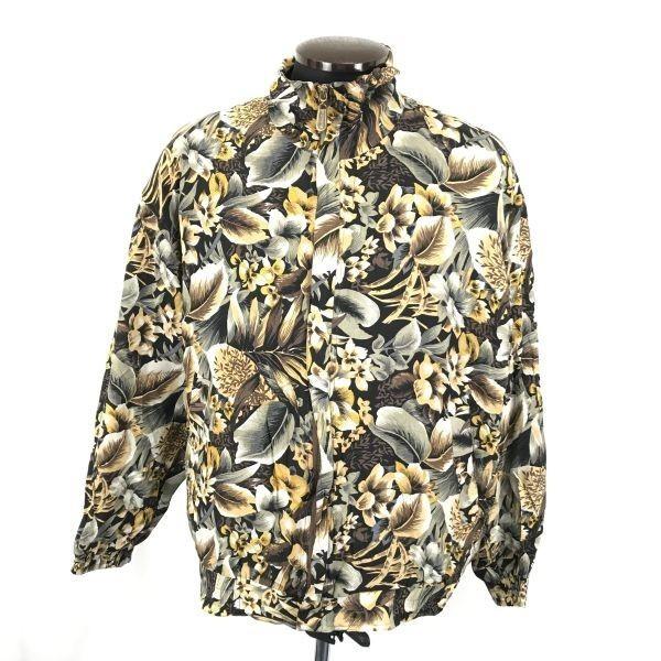 

FUDA international 100% Silk Zip-Up Blouson Jacket/Men’s Size M/Brown Tone/Allover Pattern/Outerwear