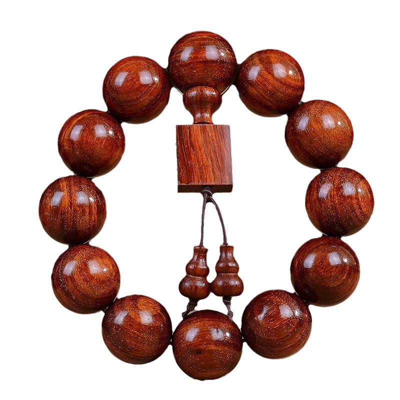 Náramek z korálků zambijského krvavého santalového dřeva a malolistého červeného santalového dřeva ve stylu Zlaté hvězdy