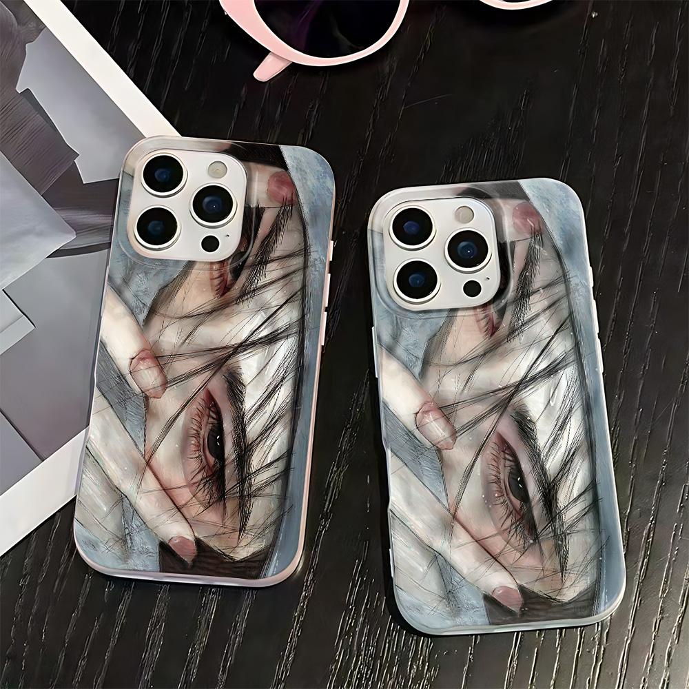 Two-Dimensional Girl Phone Case For Iphone 17Air 17 16 15 14 Plus 13 12 11 Pro Max Luxury Mobile Protective Coque Funda Cover