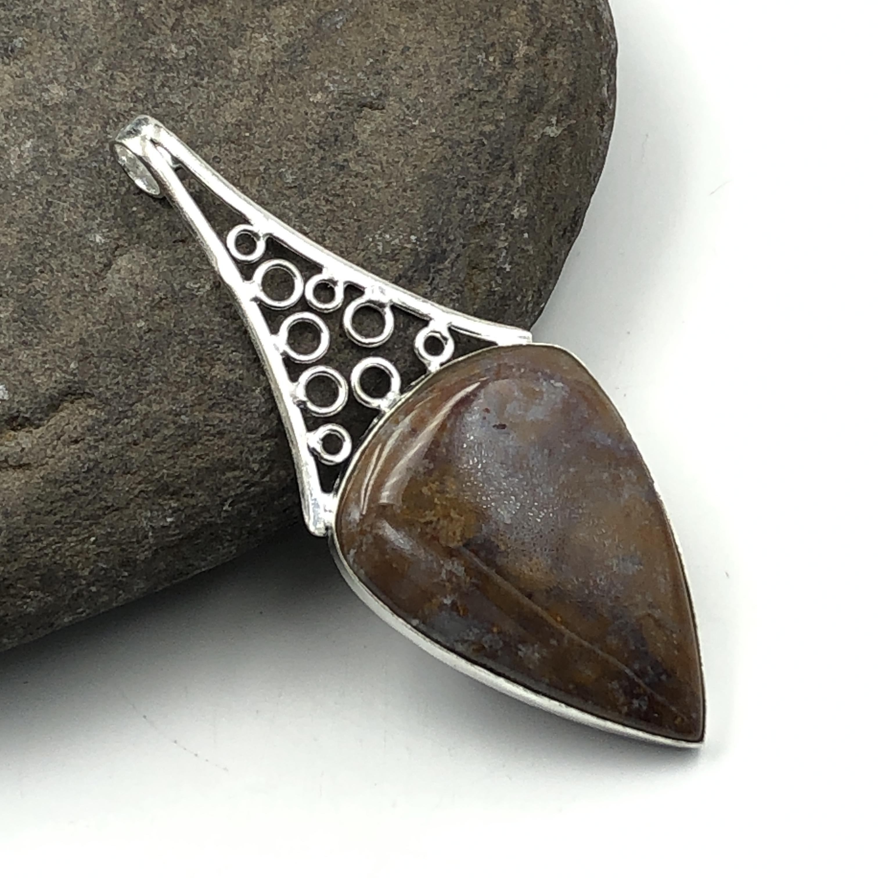 Natural Seam Agate Gemstone 925 Sterling Silver Jewelry Designer Pendant 3 AJP-443