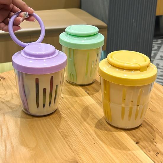 Portable Salad Cup with Fork Double-Layer Salad Bowl for Efficient Drainage Yogurt