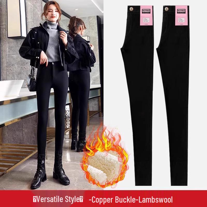 Hohe Taillen Dicke Schwarze Plus Size Leggings für Damen - Schlankmachende Skinny Hosen für Herbst/Winter