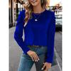 Womens Winter Stretch Velvet Casual Round Neck Fitted Puff Sleeve Long Top