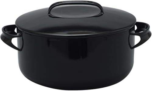 

NOMAKU NOM-24TBK Noda Horo Enameled Casserole 9.4 inches (24 cm), Induction Compatible, Black, Made in Japan